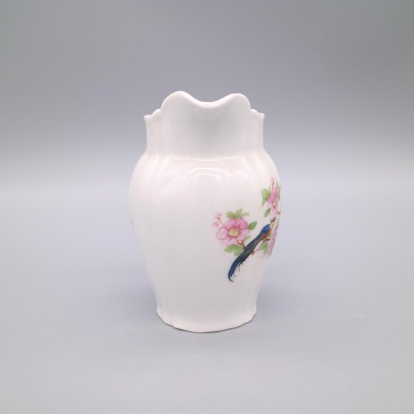 Vintage Fine German Porcelain Floral Design with Birds Creamer Mini Pitcher - Picture 2 of 6